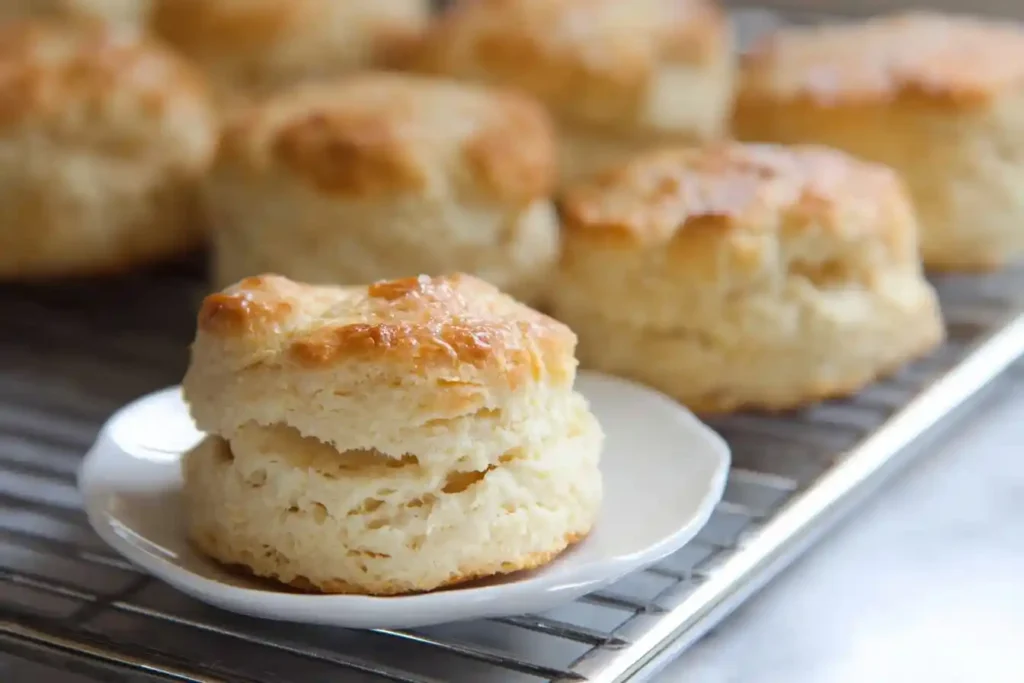 A golden, flaky {{ $('Fetch Recipe Data').first().json["Main Keyword"] }} on a small white plate, with more cooling on a rack in the background.