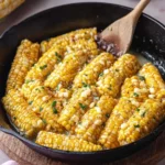 A cast-iron skillet filled with savory {{ $('Fetch Recipe Data').first().json["Main Keyword"] }} and a wooden spoon, garnished with fresh herbs.