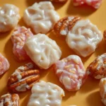 Assorted {{ $('Fetch Recipe Data').first().json["Main Keyword"] }} with white and pink glaze on a yellow surface.