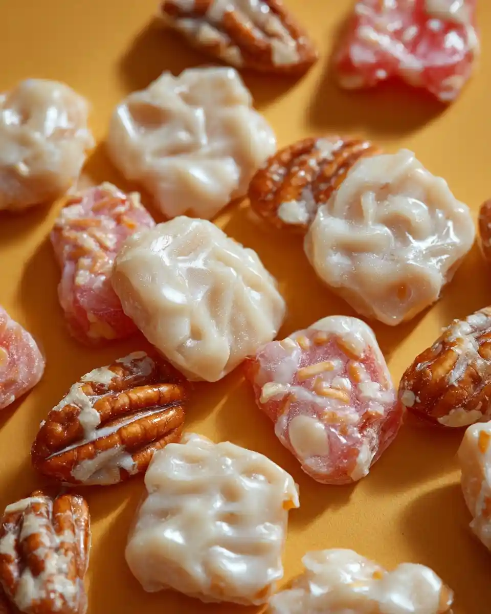 Assorted {{ $('Fetch Recipe Data').first().json["Main Keyword"] }} with white and pink glaze on a yellow surface.