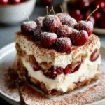 A beautiful slice of {{ $('Fetch Recipe Data').first().json["Main Keyword"] }} topped with fresh sugared cherries.