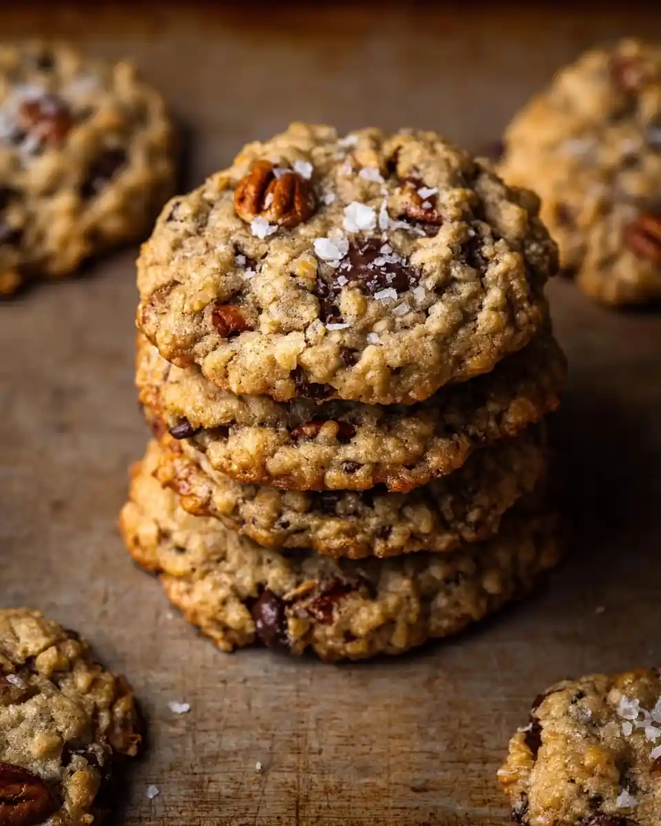 Stack of {{ $('Fetch Recipe Data').first().json["Main Keyword"] }} with pecans and flaky sea salt.