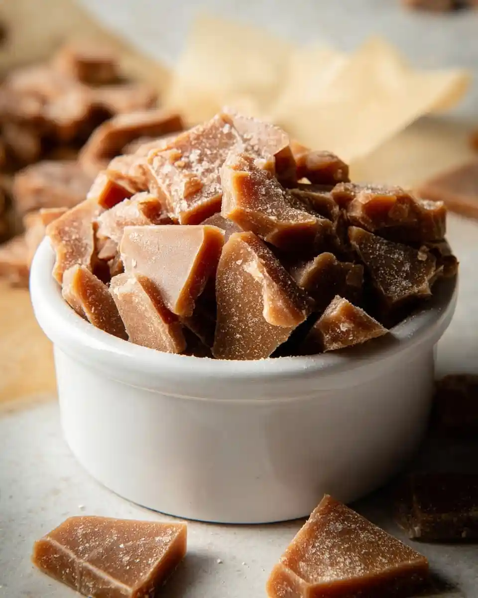 A white bowl filled with chunks of {{ $('Fetch Recipe Data').first().json["Main Keyword"] }}.