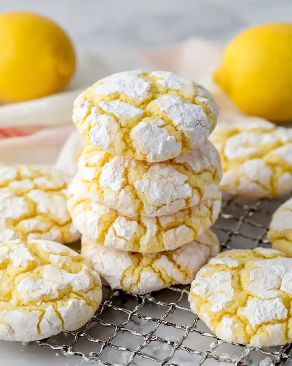 Stacked {{ $('Fetch Recipe Data').first().json["Main Keyword"] }} with powdered sugar on a wire cooling rack.