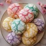 A plate of pastel {{ $('Fetch Recipe Data').first().json["Main Keyword"] }} surrounded by pink cherry blossoms.